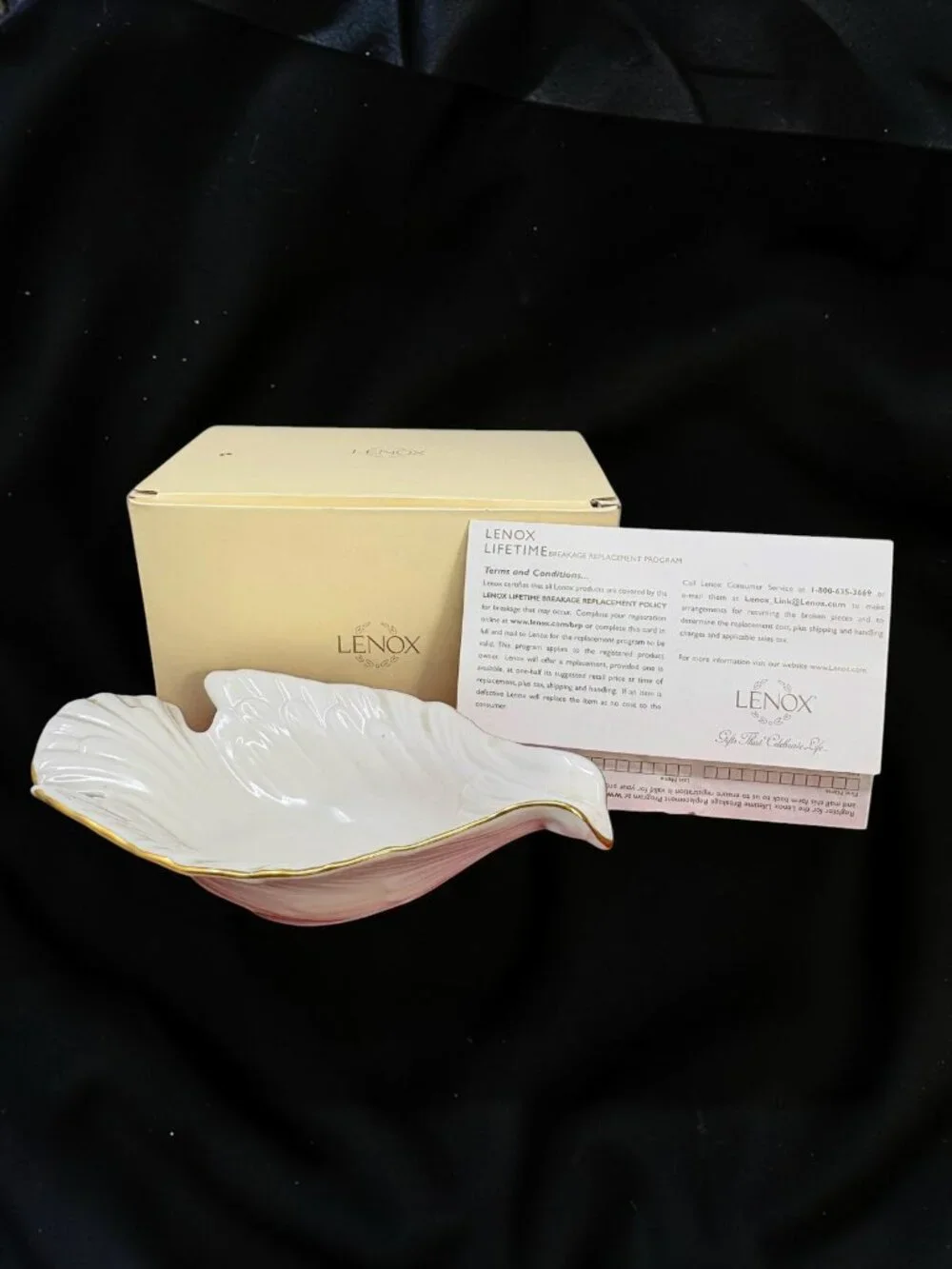 Vintage LENOX Dove Ivory Porcelain 24K Gold Trim MCM Dish 1983
